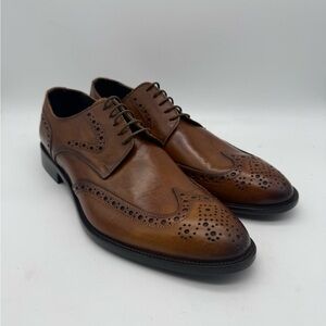 BRAND NEW Thompson Men's Cognac Wingtip Leather Made in Italy Size 11 US (44 EU)